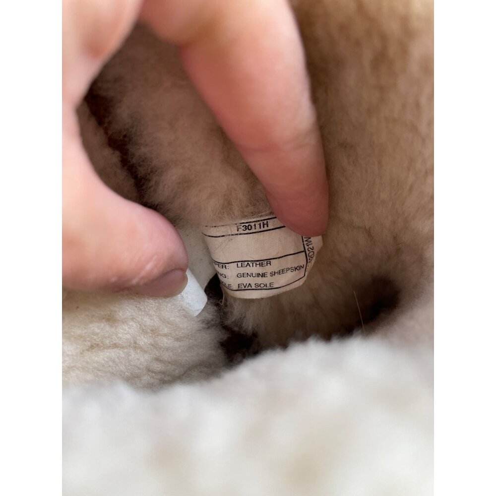 UGG Australia Kids 2 Kensington Brown Leather Mid-Calf Boots Shearling Lined - Picture 9 of 10